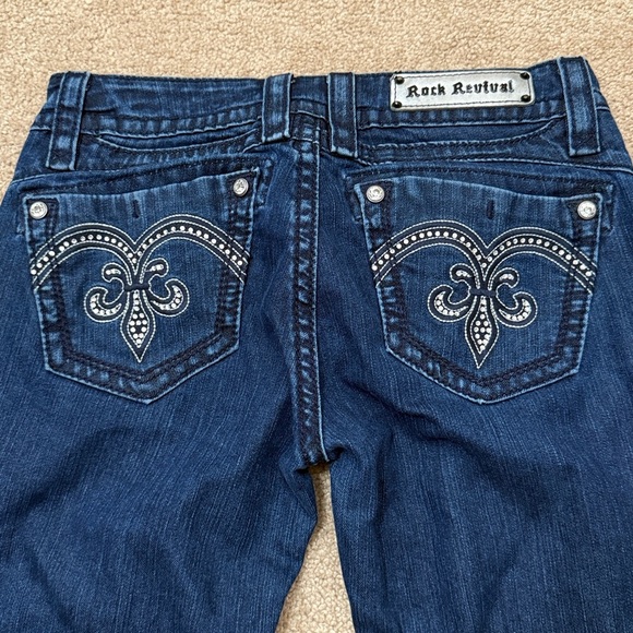 Rock Revival Adele Bootcut Mid Rise Embellished Dark Wash Stretch Jeans Size 31 - Picture 4 of 9